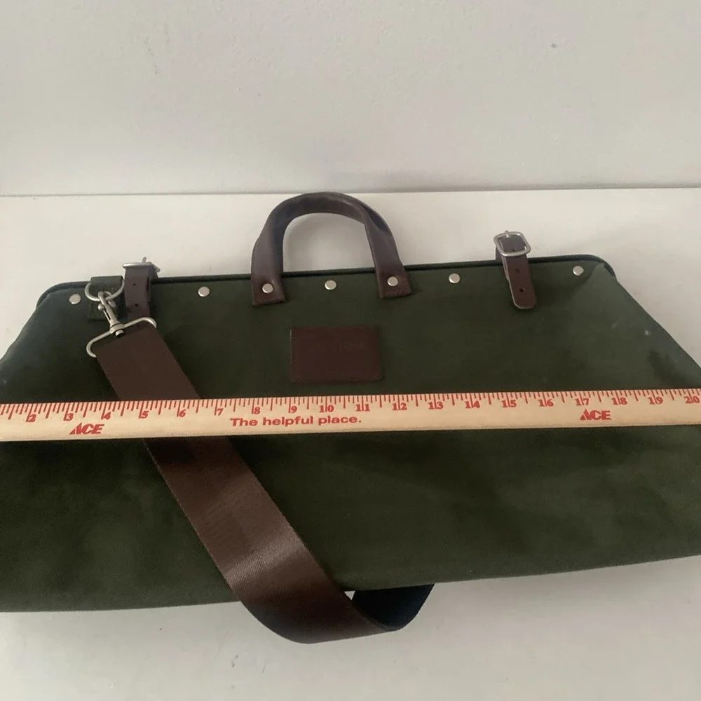 Bespoke Post Line of Trade Canvas Crossbody Duffel Weekender Olive Green Bag